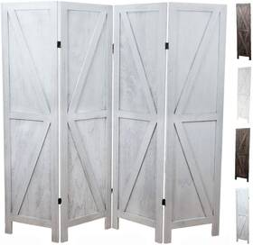 Premium Home Decor 099451493837 4-panel Room Divider Rustic White Barn Door K Pattern Fold