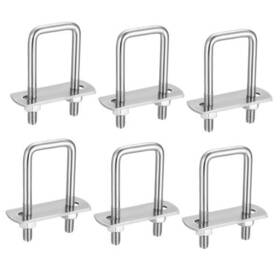 Qiwuhai 0030 6 Pack Square U-bolts Stainless Steel With Frame 1 Inch /25mm