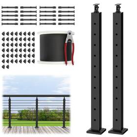 Railingo Rg151-36-ls-2 36in Cable Railing Post Kit 2 Pack Black Stainless Steel Wire System