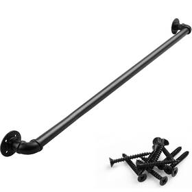 Rectoo 712367749545 Pipe Stair Handrail 3 Ft Metal Staircase Black Galvanized Industri