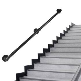 Rectoo Hr01-1 Pipe Stair Handrail 2 Ft Metal Staircase Black Galvanized Industri