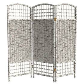 Red Lantern 849527013069 4 Ft. Short Recycled Newspaper Folding Screen - 3 Panels White Panel