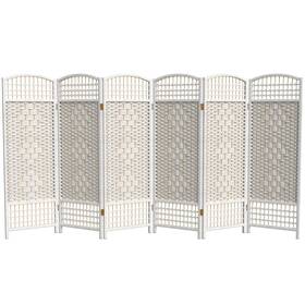 Fb-4dmnd-wht-6p Red Lantern 4 Ft. Short Fiber Weave Folding Screen - White 6 Panels Panel
