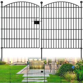 Richmen 008678255906 10 Panels Garden Fence Dog Outdoor For Yard 32h X 23.6ft - Black