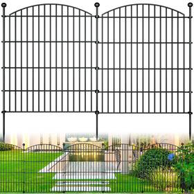 Richmen 008678256170 10 Panels Garden Fence Dog Outdoor 32in H X 23.6ft - Black