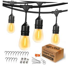Rse26-1815045 Rongsheng 150 Ft Outdoor String Lights For Outside Black With Feet 1pack 2200k S14