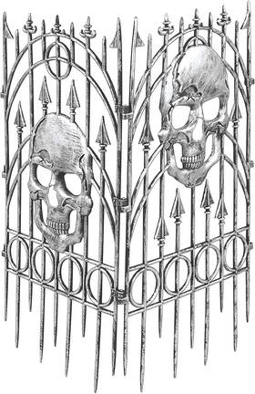 Rubies 721773621550 Forum Novelties Silver Skull Fence Prop 2-pieces