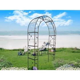 Runesay Gats1251 98.4 Inch X 58 19 Black Outdoor Metal Garden Arch Plant Trellis
