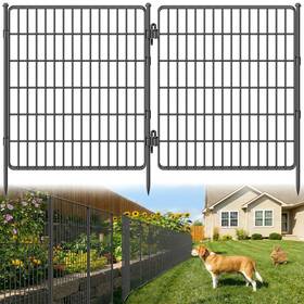 Rydiza Gf02 Garden Fence With Gate 32 Inch H X 23.6ft L 10 Panels Metal Dog Barrier