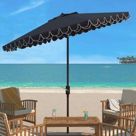 Safavieh Pat8106e 11ft Round Outdoor Patio Umbrella With Valance - Uv Resistant Auto