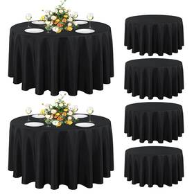 Sancua 6pcs-120yuan-heise 6 Pack Round Tablecloth 120 Inch Black Stain And Wrinkle Resistant Ta