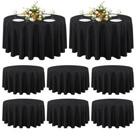 Sancua 8pcs-90yuan-heise 8 Pack Round Tablecloth 90 Inch Black Stain And Wrinkle Resistant Tab