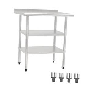 Sangol 2b2430 Stainless Steel Work Table With Back Panel And Double Undershelf Commercial