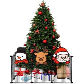 Sasylvia Cha-sasylvia-2872 Christmas Tree Fence 11.8 Ft X 16 Inches Metal With Santa Dee