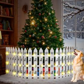 Sasylvia Cha-sasylvia-3093 Christmas Tree Fences With Led String Lights 24 X 142 Inch Wooden T