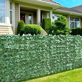 Sekkvy 611745058678 39 Inch X 118 Artificial Hedges Faux Ivy Privacy Fence Screen Peach Leaves Panel