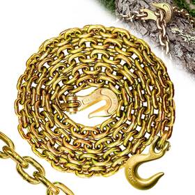 Chain-8mm-14ft-g Senkeyfe G80 Log Chain 5/16ftft X 14 Ft Tow With Grab And Slip Hooks Heavy Dut