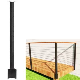 Senmit 791137644129 42 Inch X2 Stainless Steel Cable Railing Corner Post Fascia Mount Black