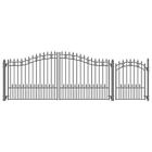 Set12x4stpd Aleko Petersburg Steel Dual Swing Driveway Gate With Pedestrian