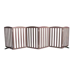 Sfjc Jcpbdj6dk Freestanding Dog Gate Indoor Doggie 6 Panels 120 W X 32ftfth Brown