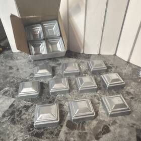 X004ty4ash Shimeyao 24 Pcs Silver Iron 2x2 Square Deck Railing Post Caps