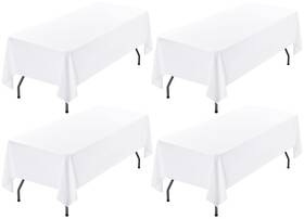 Zb136c Showgeous 4 Pack White Rectangle Tablecloth 60 X 102 Inch Wrinkle Resistant
