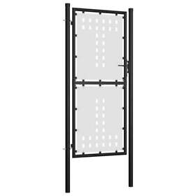 145756 Single Door Fence Gate 39.4inch X 68.9inch Black