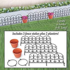 Skyhd7109 Skymall Decorative 5 Piece Garden Border Fence And Planter Set