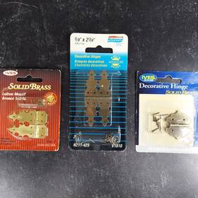 Stanley National N211-425 Lot/3 Solid Brass 6 Hinges Ives 5/8 Inch And 1 1/8 Decorative Mini