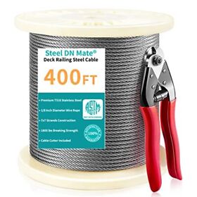 Mate1 Steel Dn Mate1/8 Stainless Cable 400 Ft For Railing Kit
