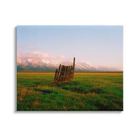 Stupell Industries 196216495263 Ranch Fence Grasslands Mountain Range Clear Sky Sunrise Design By Sol Rapson