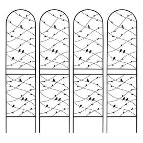 Sudzendf 445026919944 86.7 Inch 4-pack Black Metal Garden Trellis Rustproof For Climbing Plants