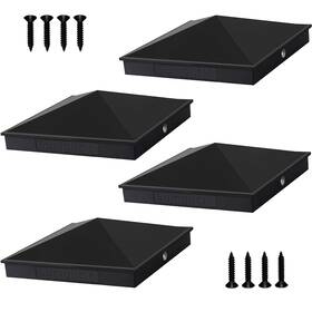 Sumglicie 717097884467 True I.d. 6-1/8 Inch X Black Aluminum Pyramid Post Caps Cover Only 4 Pack