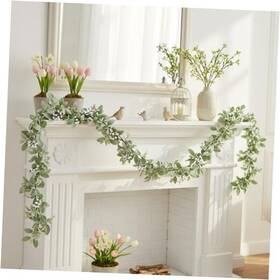 Suncalla Lic-suncalla-7122 6 Ft Artificial Flocked Lambs Ear Garland With White Berries