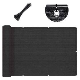 Sunlax Slx-fn2a0r038-22 3ftx16ft Black Balcony Privacy Screen Fence Windscreen Cover Fabric Shad