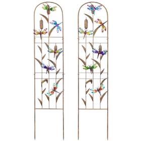 Sunnypark 768443567473 Set Of 2 Dragonfly Metal Garden Trellis For Climbing Plants Decorative Veget