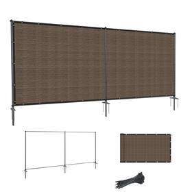 Sunnyroyal Scfemf16e0512bw002 5ft X 12ft Privacy Fence Screen Panel With Iron Poles Freestanding No Dig Heavy