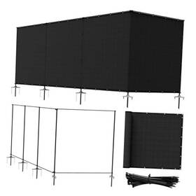 Sunshades Depot Byfemf16e0524bk Outdoor Privacy Screen Freestanding With Iron Poles And Stakes 5ftx24ft Black