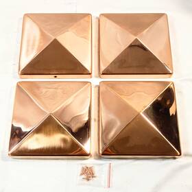 Tandefio 445031427458 4 Pcs 6x6ftft Solid Copper Post Caps Fence Pyramid Decking And Screws