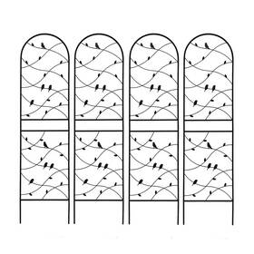 Tenleaf 705353351914 4-piece Black Metal Garden Trellis 19.7 X 71 Inch Rustproof For Climbing