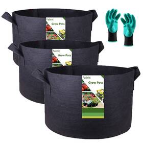 Tespher 190835704140 3-pack 50 Gallon Thickened Plant Grow Bags 30x16 Inches Black