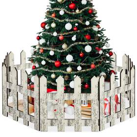 Thyle Dea-thyle-3159 8 Pcs Christmas Tree Fence Wooden Picket Xmas Barrier For Dogs Pet