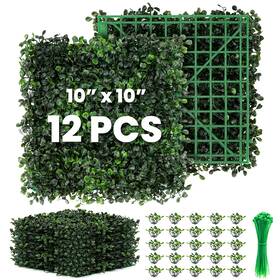 Ticanros 94xhcp Grass Wall 12 Pack 10 Inch X10 Artificial Boxwood Hedge Panels Privacy Screen Faux