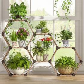 Tikea Tips0015 Plant Stand Indoor Outdoor Hexagonal For Multiple Plants Inch