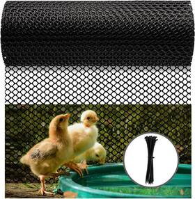 Tinmorry 705353256219 Plastic Chicken Wire Durable Mesh Fence 16.9 In X 33 Ft Roll Black