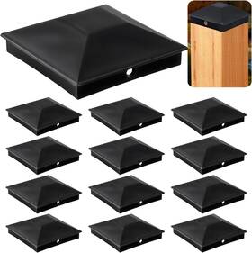 Abjdvee6 Tobeelec Am555415 1 12 Pcs 4x4 Post Caps Black Actual 3.6 Inch X 3.5 Fence With 24 Screws A
