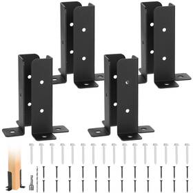 Am555790 Tolare 8 Pcs Adjustable Deck Post Anchor Base Brackets Black Steel Wall Mou