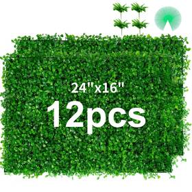 Gr78573 Topdeep 12 Pieces 24 Inch X 16 Artificial Boxwood Panel Grass Wall Hedge Gr78573 Topdeep 12 Pieces 24 Inch X 16 Artificial Boxwood Panel Grass Wall Hedge
