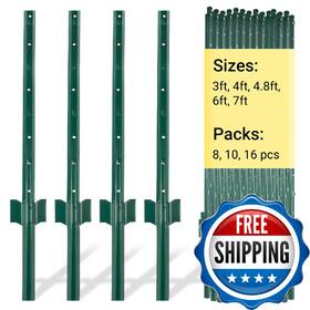 Toriexon B0dymnp2b4 Fence Post 3 Ft - 16 Packs Metal Heavy Duty U Posts Powder-coated For