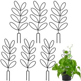 T-planttrellis-leaf6pc Tosnail 6 Pack 12 Tall Metal Plant Trellis For Potted Plants Wire Stakes Small Ga